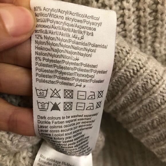 ONLY Cable‎ Knit Sweater Open Weave Back Cream Grey Sz S - Picture 5 of 7